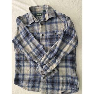 Orvis Classic Fit Mens Medium Blue Plaid Flannel Shirt 100% Cotton Long Sleeve